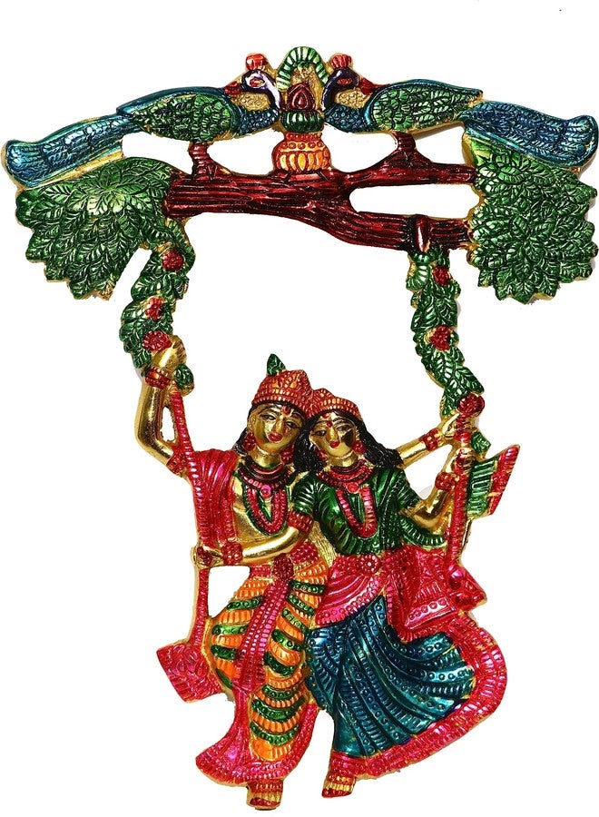 Chhariya Crafts Radha Krishna Tree Jhula Decorative Metal Wall Hanging Art Decorative Showpiece for Wall Decor, Festival Home Decor Pooja Room Temple & Gift for Family, Friends, Housewarming - 35 cm - Image 4