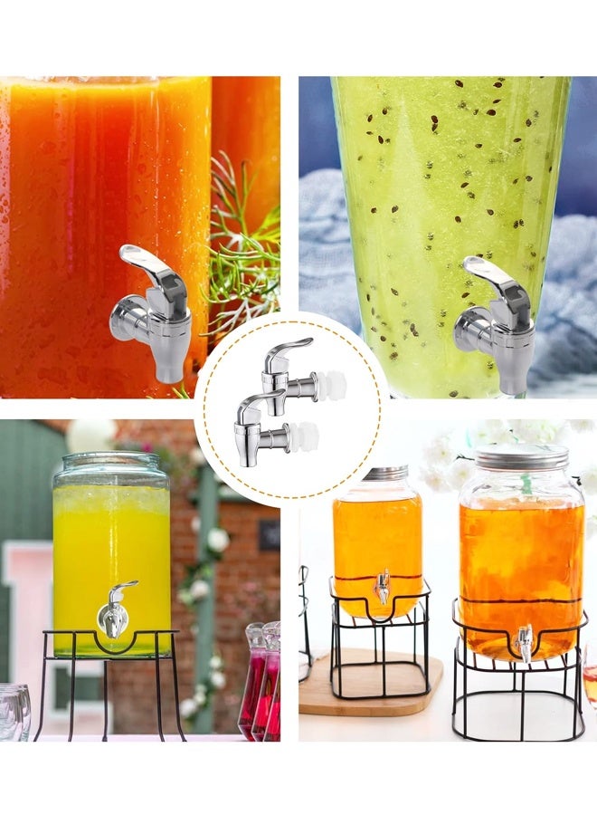 2PCS Beverage Dispenser Spigot, Silver Push Style Replacement Spout Faucet - Image 5