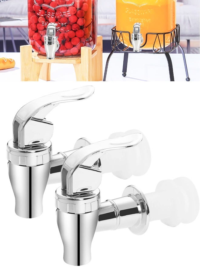 2PCS Beverage Dispenser Spigot, Silver Push Style Replacement Spout Faucet - Image 1