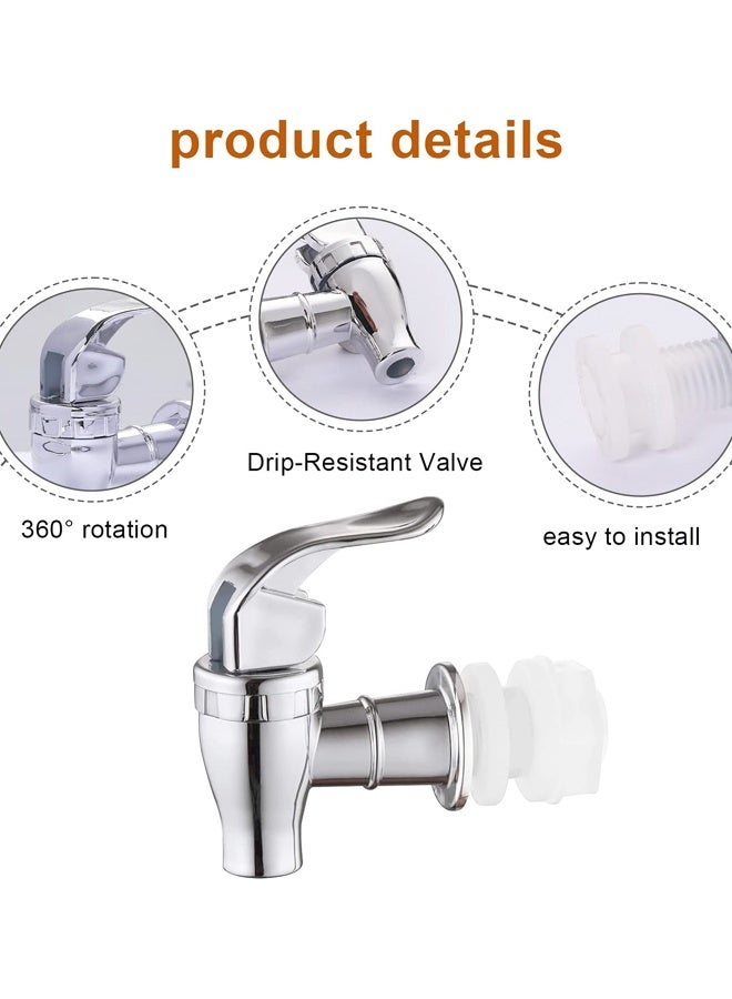 2PCS Beverage Dispenser Spigot, Silver Push Style Replacement Spout Faucet - Image 3