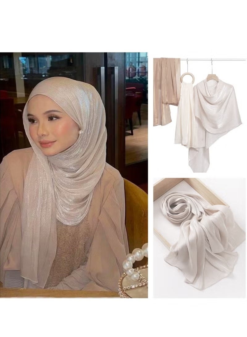 حجاب إسلامي، عمامة قابلة للتعديل تغطي كامل الجسم، عباءة وشال للارتداء اليومي 66 × 180 سم - (أبيض) - Image 2