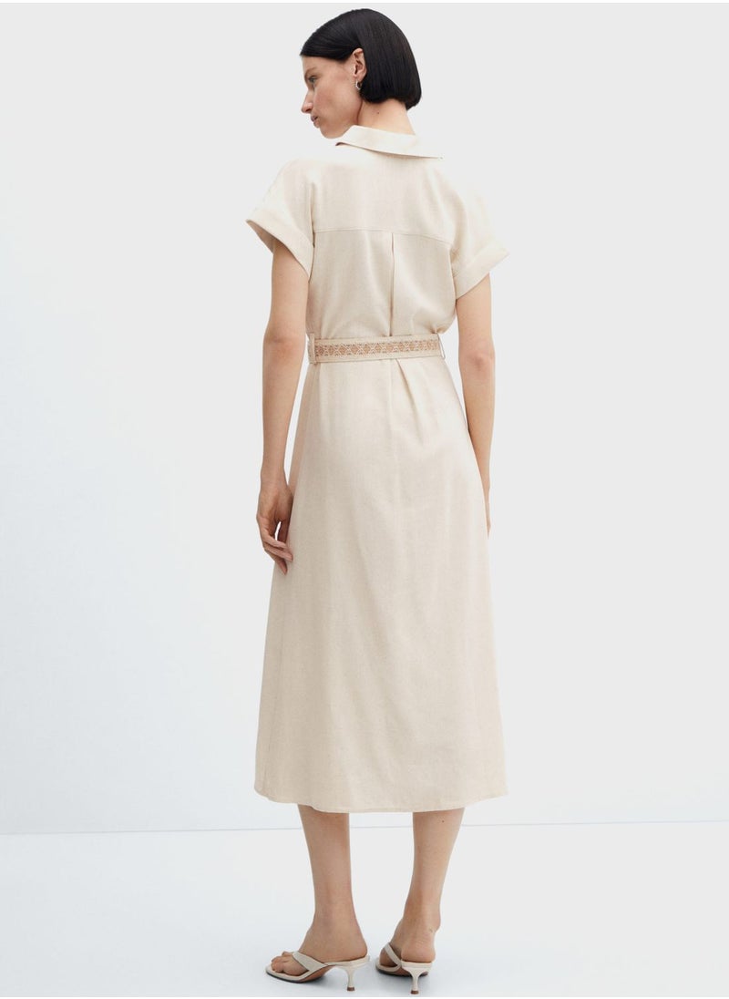 MANGO - Belted Button Down Shirt Dress - Image 1