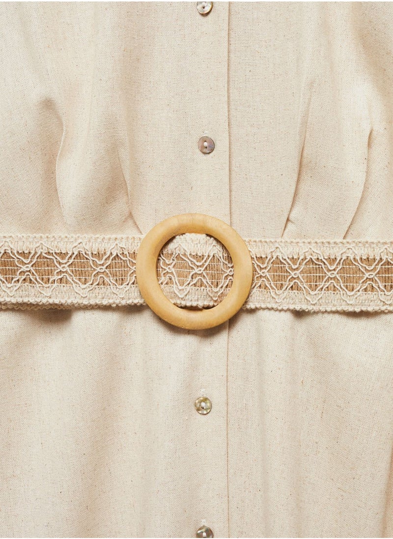 MANGO - Belted Button Down Shirt Dress - Image 1