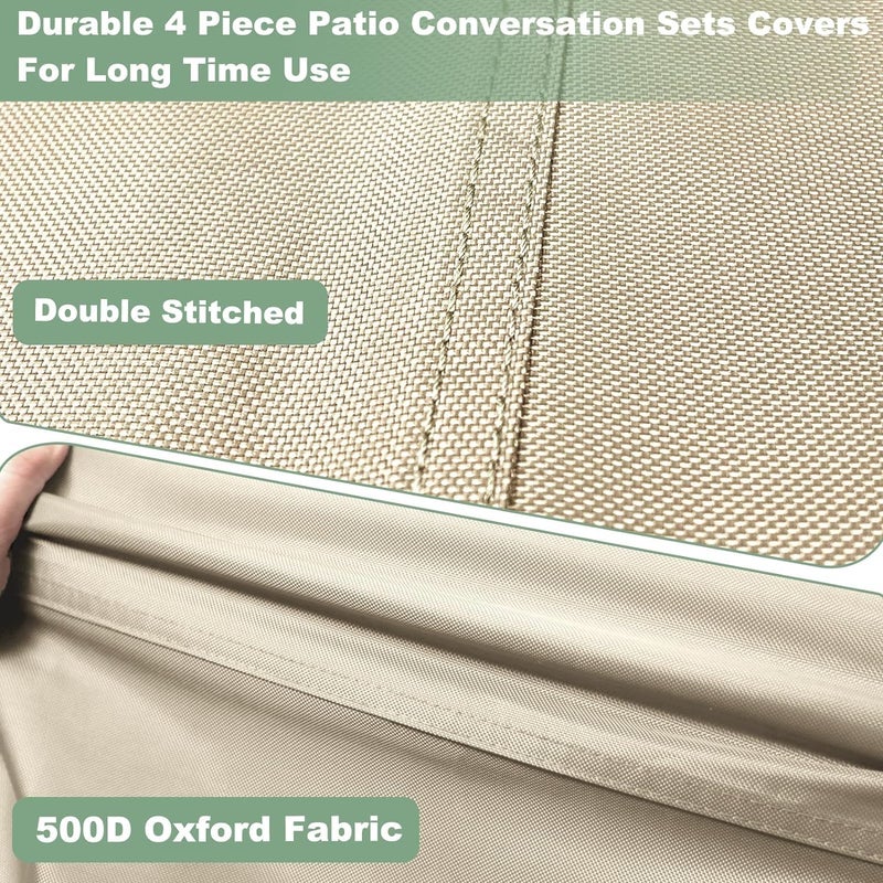 Gasadar Patio Furniture Cover , Outdoor Furniture Covers Waterproof for Patio Loveseat, Chair and Coffee Table, Beige & Brown - Image 3