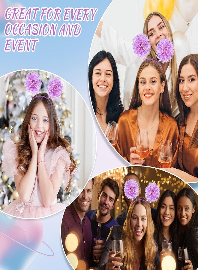 WLLHYF Foil Strips Pom Pom Headband Tinsel Fashion Headband Fluffy Ball Hair Loop Cosplay Hair Accessories for Women Girls Christmas Party Birthday - Image 4