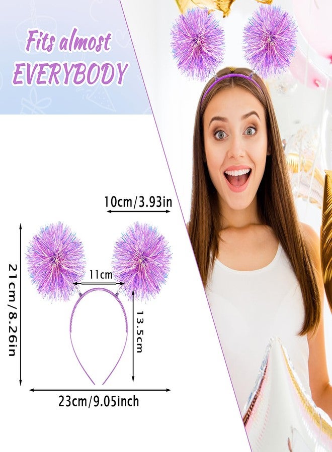 WLLHYF Foil Strips Pom Pom Headband Tinsel Fashion Headband Fluffy Ball Hair Loop Cosplay Hair Accessories for Women Girls Christmas Party Birthday - Image 2