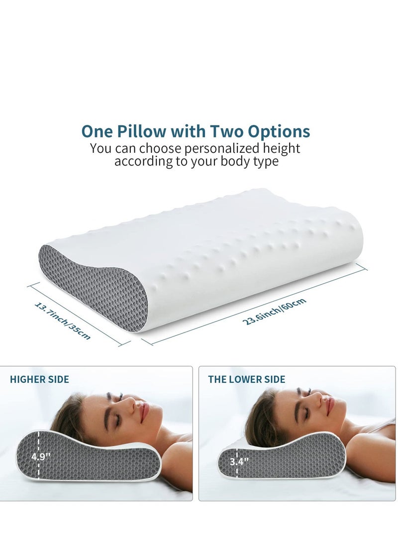 SYOSI Memory Foam Neck Pillow for Sleeping Cooling Pillow Contour Pillows for Neck and Shoulder Pain Relief Ergonomic Orthopedic Cervical Pillow for Side Back Stomach Sleepers 2 Height Options - Image 5