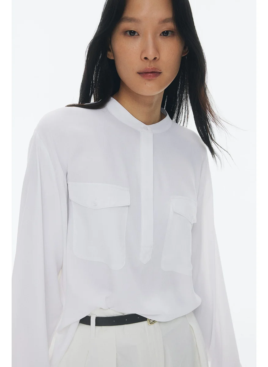 H&M Band-Collar Blouse