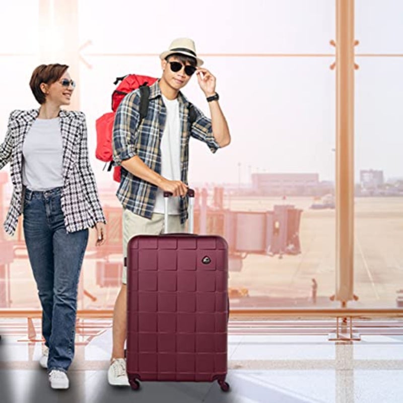 Hardside carry-on luggage for air travel, polycarbonate, burgundy, ultra lightweight with spinner wheels - Image 2