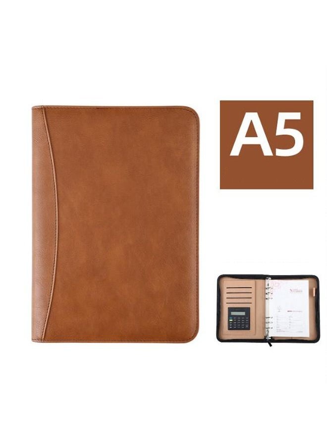 Arabest - Binder Folder Meeting Folder Portfolio Organizer With Calculator Notepad Pen File Bag A5 Size - Image 1