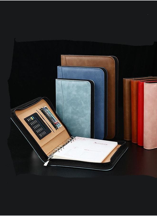 Arabest - Binder Folder Meeting Folder Portfolio Organizer With Calculator Notepad Pen File Bag A5 Size - Image 1