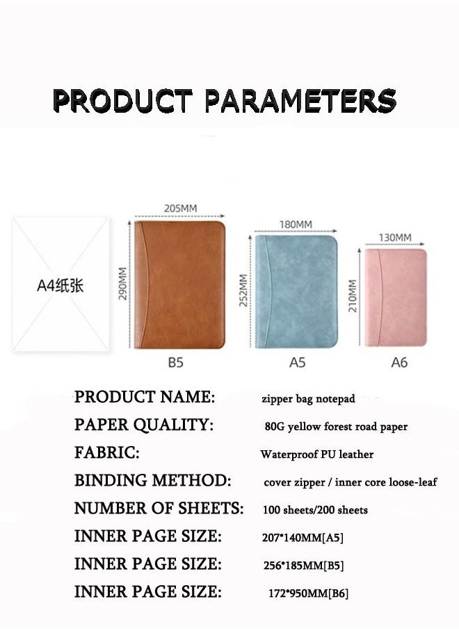 Arabest - Binder Folder Meeting Folder Portfolio Organizer With Calculator Notepad Pen File Bag A5 Size - Image 1