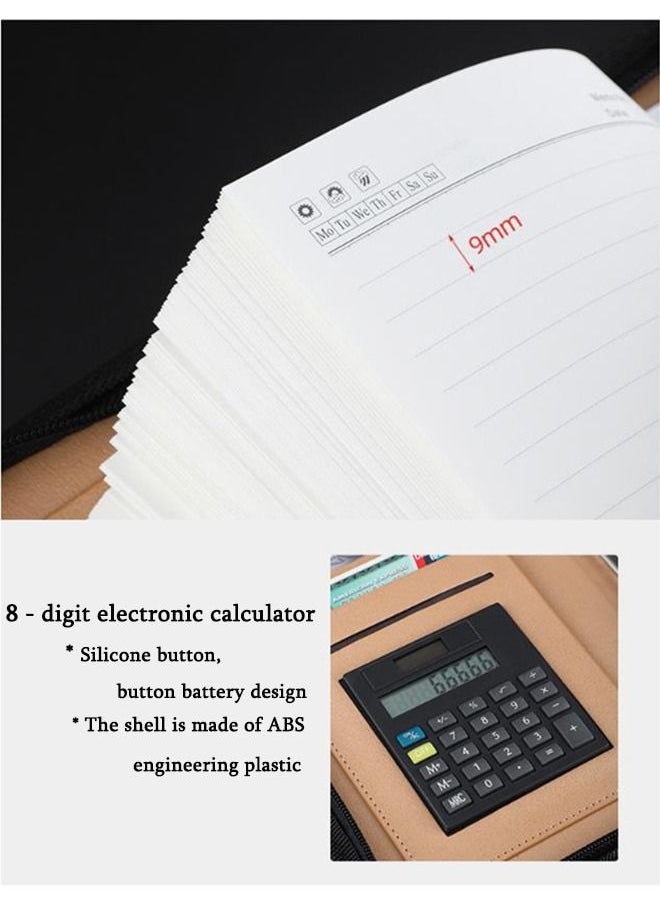 Arabest - Binder Folder Meeting Folder Portfolio Organizer With Calculator Notepad Pen File Bag A5 Size - Image 1