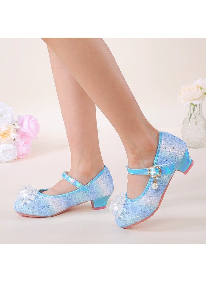 general Crystal Princess shoes, fashionable girl shoes, shiny girl formal shoes, little girl/grown-up Jada children's shoes, flower girl shoes for weddings, birthday parties and ball events, sequined closed-toe sandals, laced children's school shoes, low-heeled shoes - Image 1