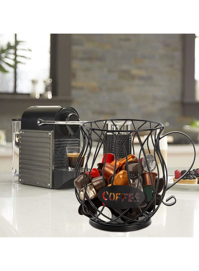 Coffee Pod Holder,Mug Shape Coffee Capsule Storage Basket Organizer for for Coffee Station Bar Decor Restaurant Tea Room Kitchen Countertop (Black)  - Image 5