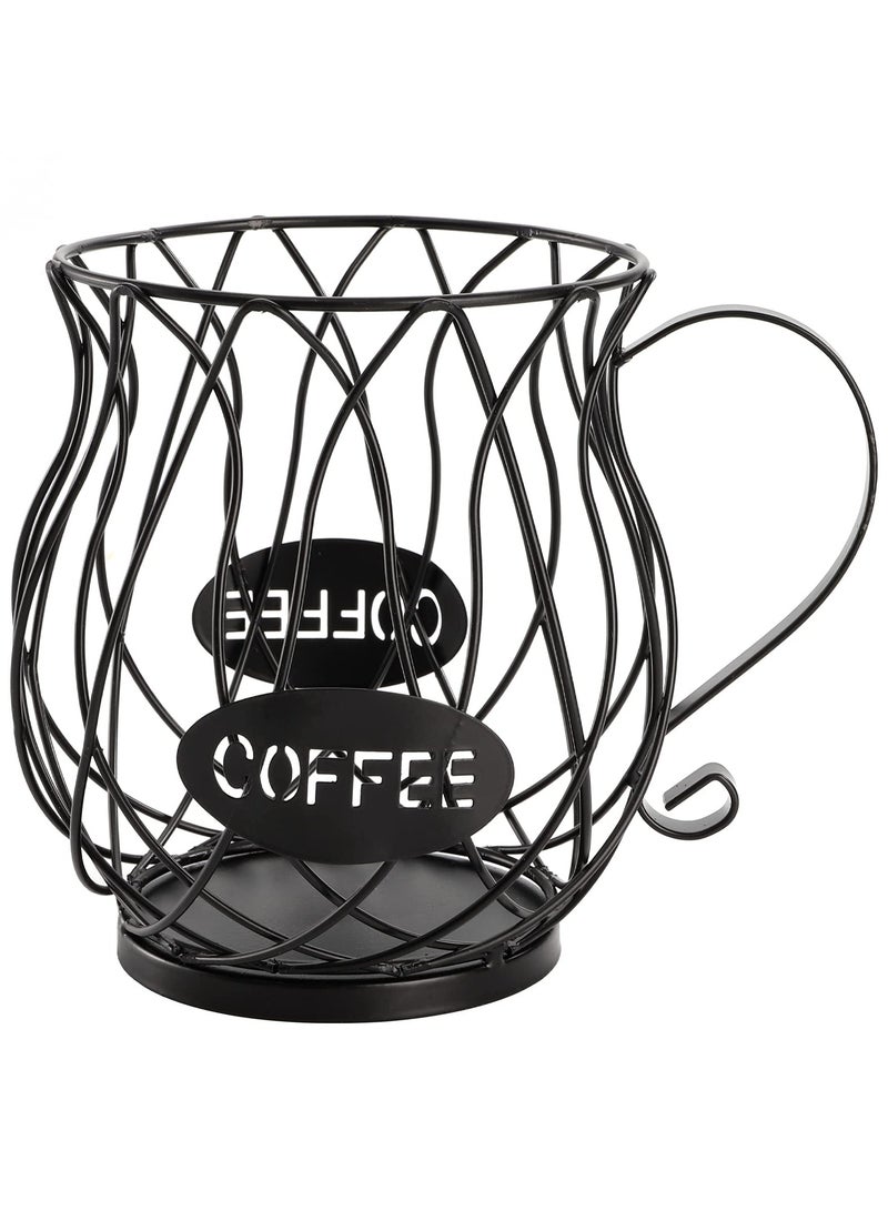 Coffee Pod Holder,Mug Shape Coffee Capsule Storage Basket Organizer for for Coffee Station Bar Decor Restaurant Tea Room Kitchen Countertop (Black)  - Image 1