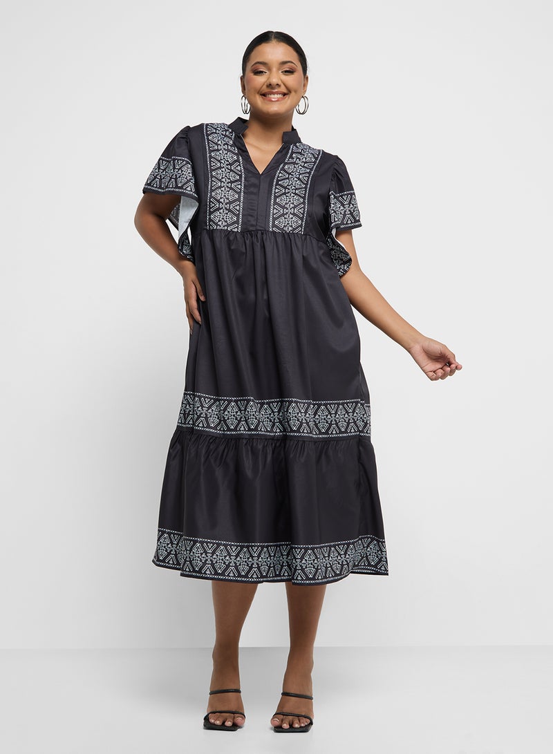 Ginger Plus Embroidered Tiered Dress - Image 1