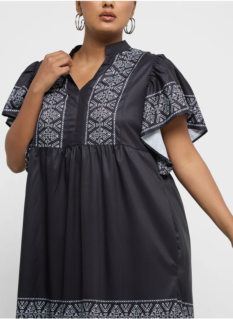 Ginger Plus Ethnic Print Midi Dress