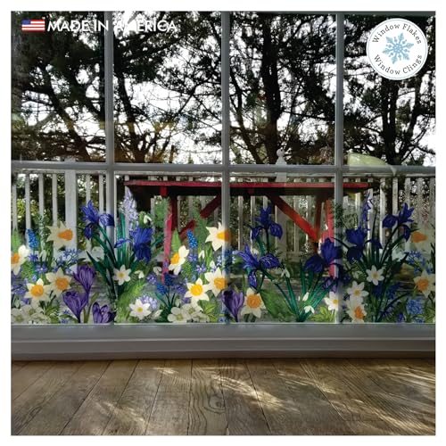 Window Flakes Botanical Springtime Flower Window Cling Decal. Crocuses, Ferns, Daffodils, Snowdrops. Home Decor Decoration for Glass. Spring Vinyl Sticker. Made in America. - Image 4