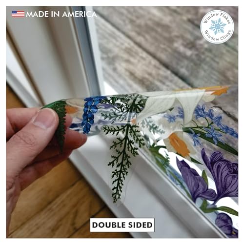Window Flakes Botanical Springtime Flower Window Cling Decal. Crocuses, Ferns, Daffodils, Snowdrops. Home Decor Decoration for Glass. Spring Vinyl Sticker. Made in America. - Image 3