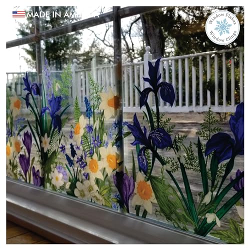 Window Flakes Botanical Springtime Flower Window Cling Decal. Crocuses, Ferns, Daffodils, Snowdrops. Home Decor Decoration for Glass. Spring Vinyl Sticker. Made in America. - Image 5