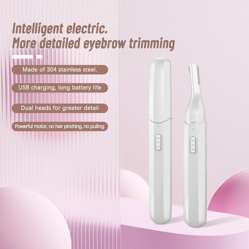 Tengcang مزيلات الشعر ماكينة تشذيب الحواجب الكهربائية مزيل شعر الحواجب قابلة للشحن ماكينة تشذيب شعر الوجه ماكينة حلاقة بدون ألم مشكل الحواجب المحمول للرجال والنساء (أبيض) - Image 3