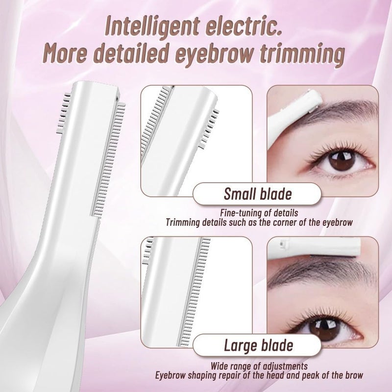 Tengcang مزيلات الشعر ماكينة تشذيب الحواجب الكهربائية مزيل شعر الحواجب قابلة للشحن ماكينة تشذيب شعر الوجه ماكينة حلاقة بدون ألم مشكل الحواجب المحمول للرجال والنساء (أبيض) - Image 4