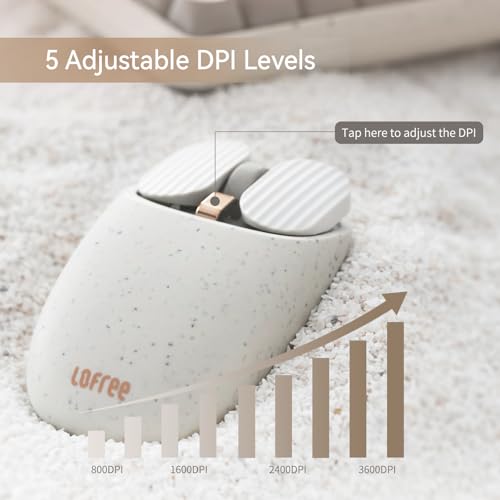 LOFREE Wavy Chips Dual-Mode Wireless Mouse with 5 Adjustable DPI Levels Compatible with Windows, MacOS, iOS, Android (Terrazzo) - Image 3