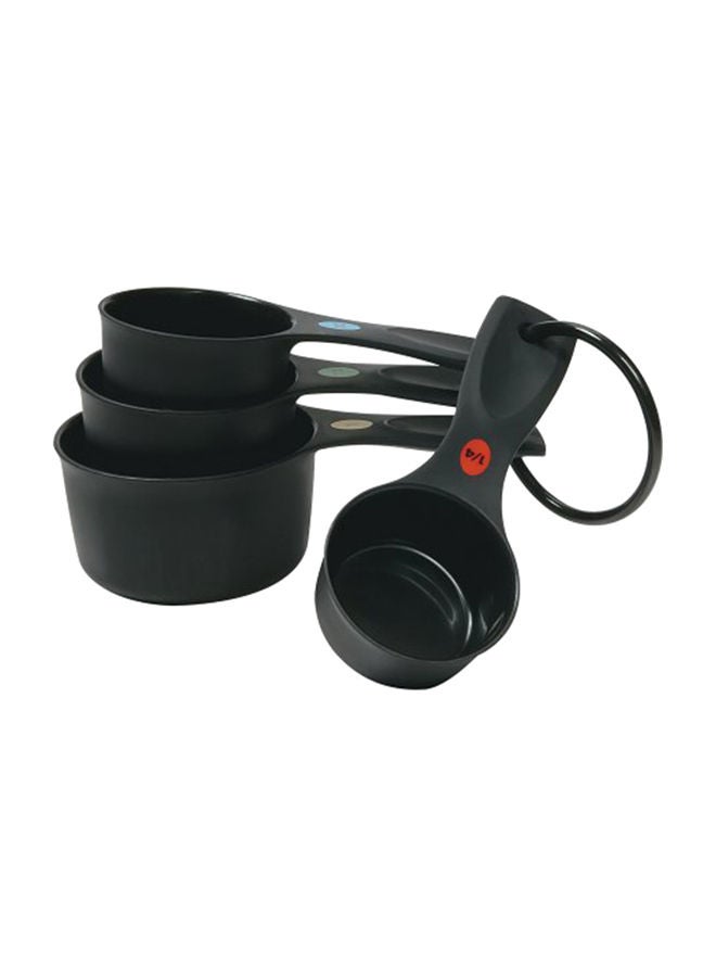 NIBEMINENT 4-Piece Plastic Measuring Cup Black 4 x 3 8.75inch 