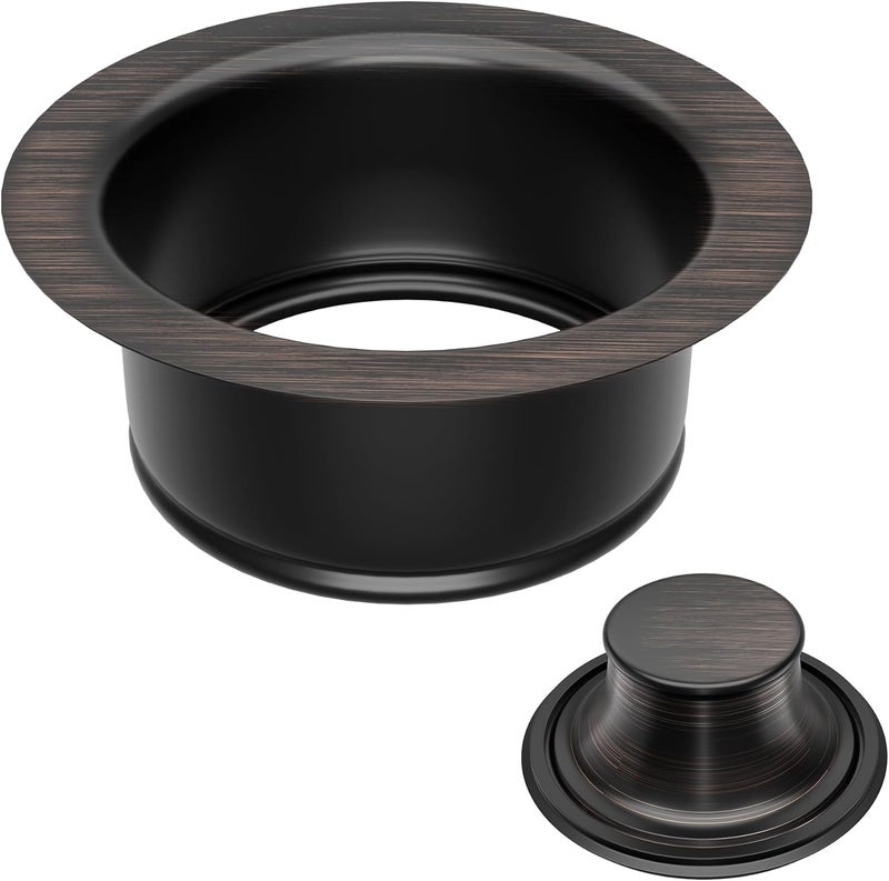 Exakey Garbage Disposal Flange and Stopper for Kitchen Sink,Sink Drain Flange with Stopper for Garbage Disposal Stainless Steel Fit Universal 3-1/2 Inch Standard Sink Drain Opening Oil Rubbed Bronze - Image 1
