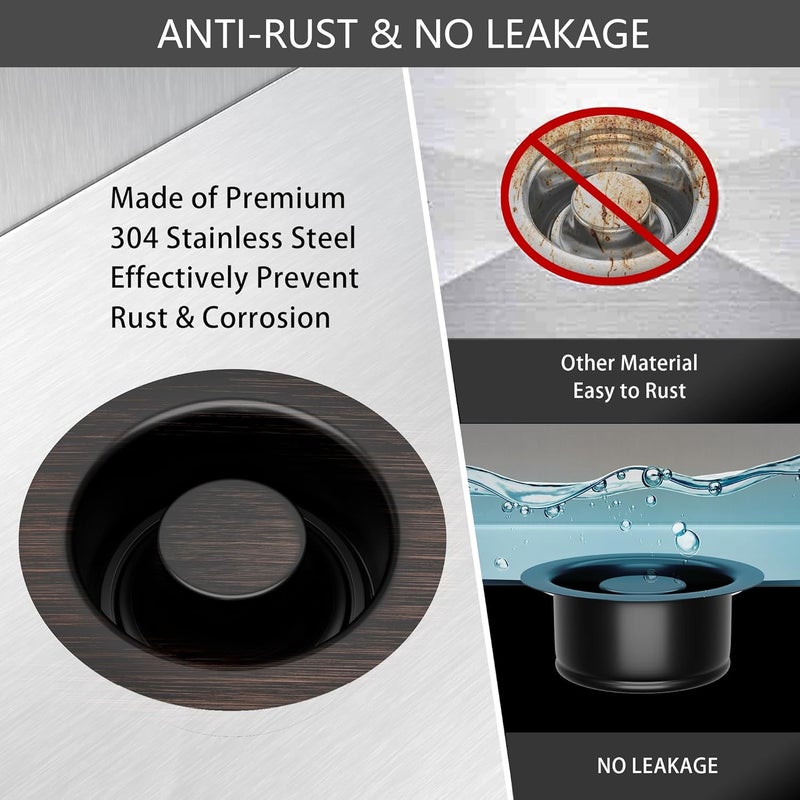Exakey Garbage Disposal Flange and Stopper for Kitchen Sink,Sink Drain Flange with Stopper for Garbage Disposal Stainless Steel Fit Universal 3-1/2 Inch Standard Sink Drain Opening Oil Rubbed Bronze - Image 5