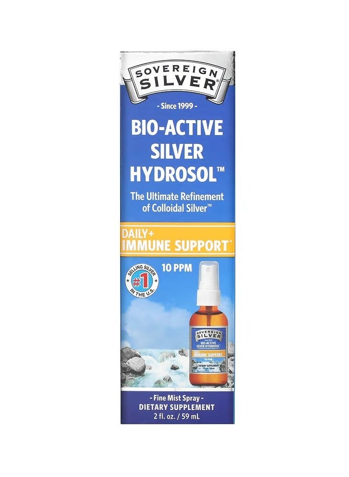 سوفرين سيلفر هيدروسول فضي نشط حيويًا لدعم المناعة - 10 جزء في المليون، 2 أونصة (59 مل) - رذاذ رذاذ ناعم