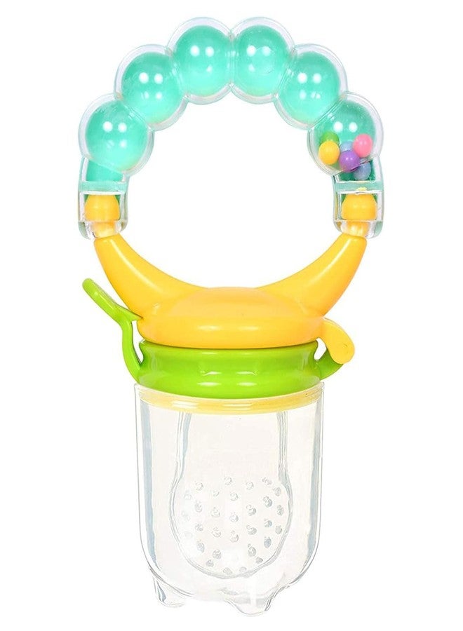 AEREX BPA Free Silicone Food Nibbler with Extra 2 Different Size Mesh Nipple for Fruit and Veggies with Rattle Handle for Baby (Multi-Color) (Blue) - Image 2