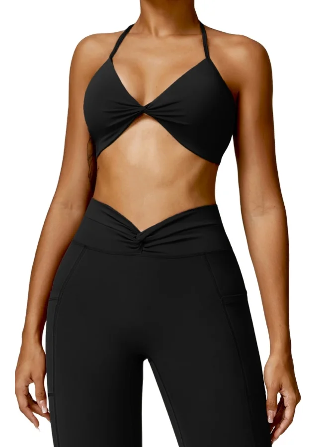 KAWN.YOGA Womens Open Back Sports Bra - Padded Low Impact Workout Yoga Bra with Removable Built in Bra