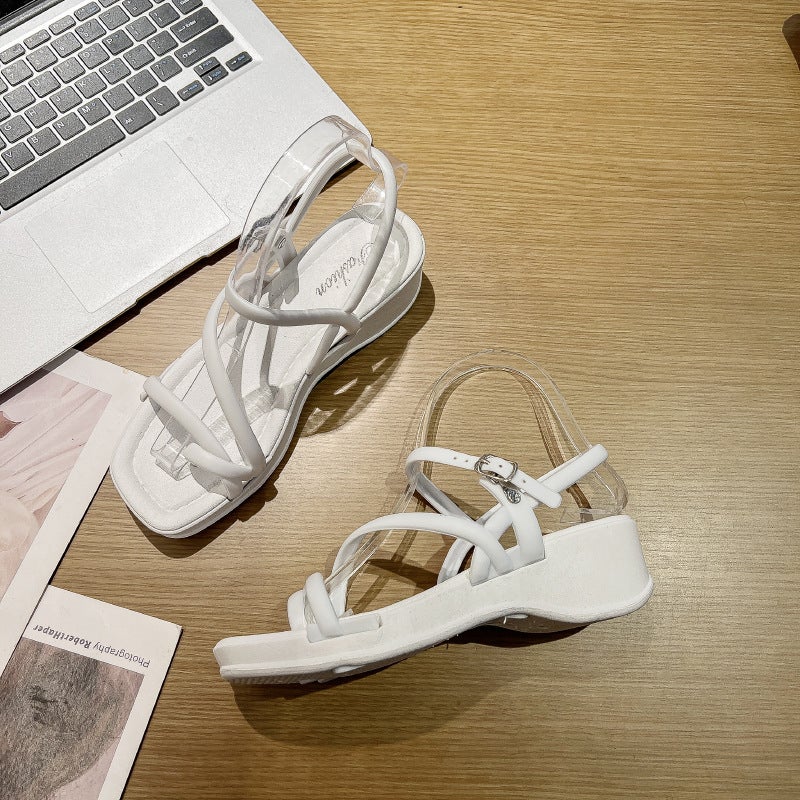 Summer Thick-Soled Slope Heel Women Sandals 2212-2 White 