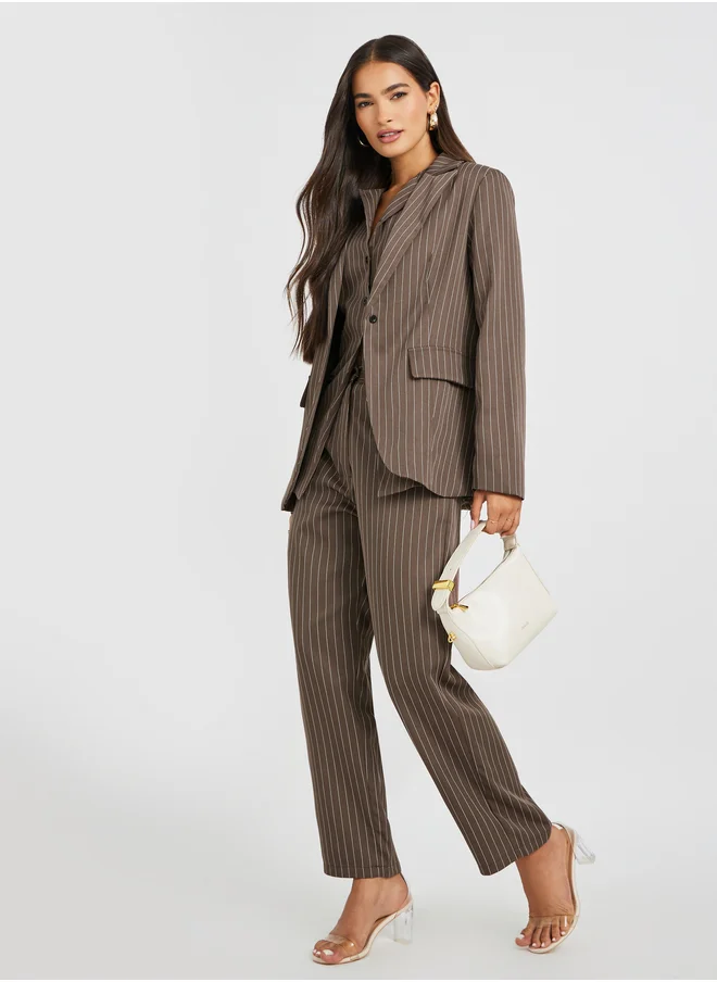 ستايلي Striped Flat Front Tapered Fit Pants