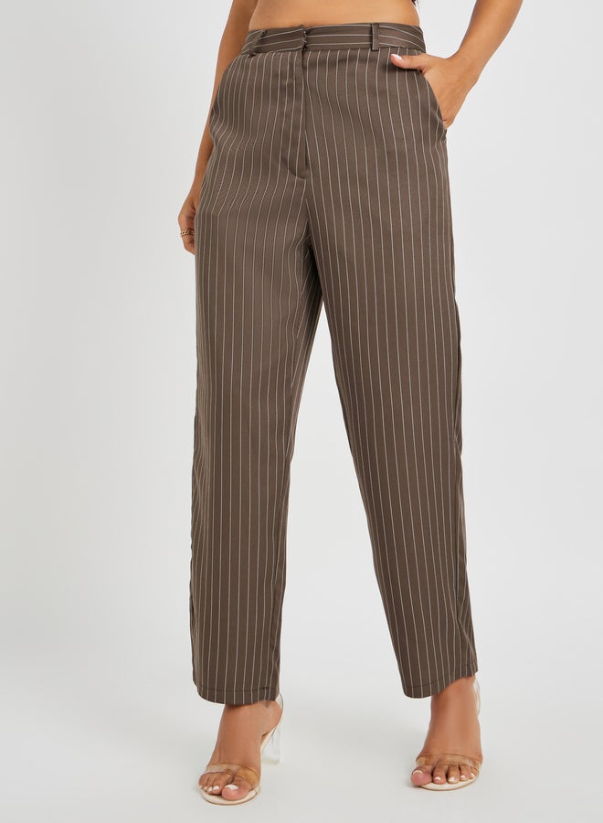 Styli Striped Flat Front Tapered Fit Pants  - Image 2