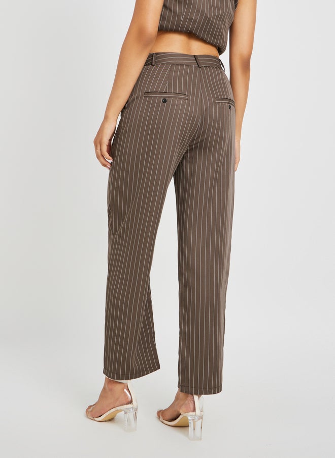 Styli Striped Flat Front Tapered Fit Pants  - Image 4