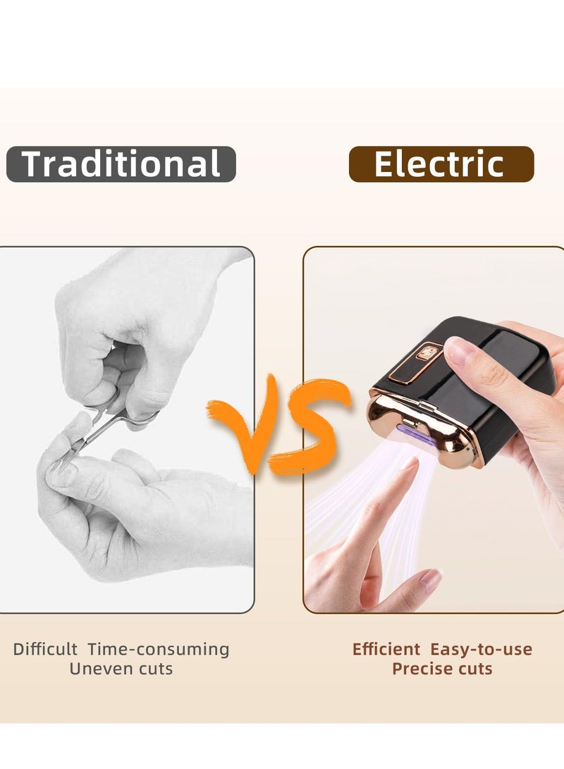 Automatic Electric Nail Clipper with LED Light and 3 Speeds, USB Rechargeable Safety Fingernail Trimmer with Nail Scraps Storage, Suitable for Newborns, Babies, Kids, Adults, and Seniors, Black - Image 5