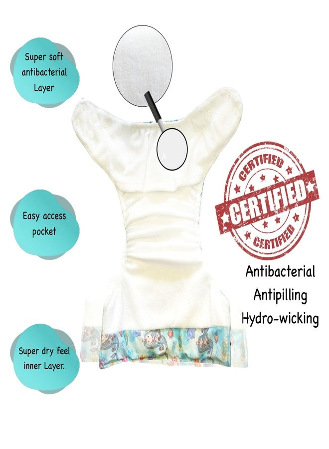 Dumbledo Premium Cloth Diaper with Gray Insert (Pack of 5) | Snug Fit | Reusable & Washable | Travel Friendly | All-Day Wear | 3 Months - 3 Years | Unisex Baby - Image 2