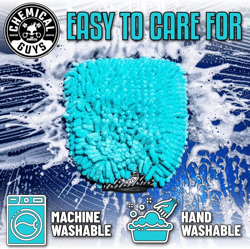 Chemical Guys Ventilated design Chemical Guys MIC513 Big Noodle Chenille Microfiber Scratch Free Supersized Car Wash Mitt for Cars, Trucks, SUVs, RVs & More, Turquoise (11" x 12") Protective coating - Image 2