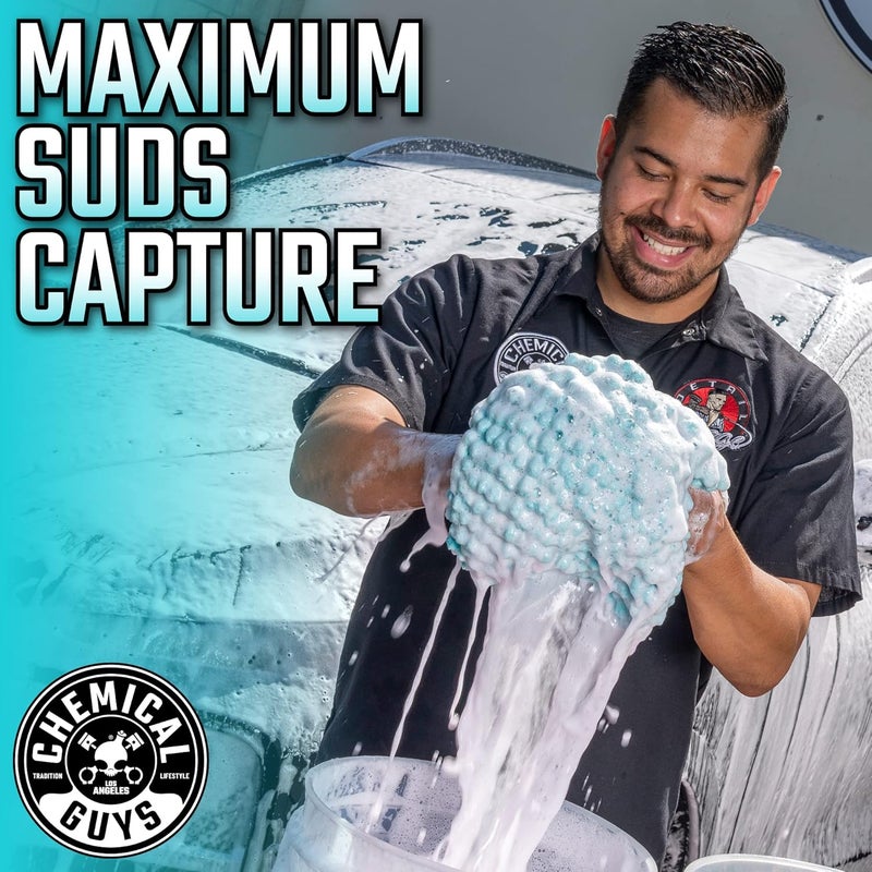 Chemical Guys Ventilated design Chemical Guys MIC513 Big Noodle Chenille Microfiber Scratch Free Supersized Car Wash Mitt for Cars, Trucks, SUVs, RVs & More, Turquoise (11" x 12") Protective coating - Image 5