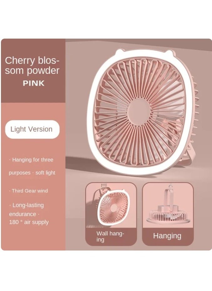 Generic - Portable Mini Fan 3 Speeds With 2 LED Lights USB Rechargeable Table Lamp And Desktop Fan - Image 1