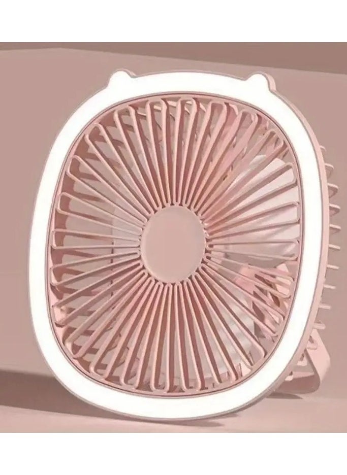 Generic - Portable Mini Fan 3 Speeds With 2 LED Lights USB Rechargeable Table Lamp And Desktop Fan - Image 1