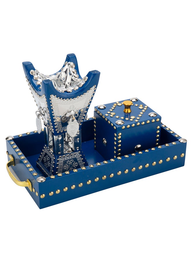 AL SANIDI Incense Tools Set, Heritage Incense, Silver*Blue, Size40*20*6.5Cm  - Image 1