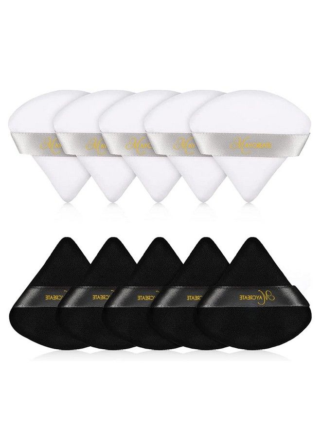 maycreate 10Pcs Triangle Powder Puff For Women Face Dry Wet Use Makeup Puff For Loose Powder Body Powder Wedge Shape Velour Cosmetic Sponge For Contouring Under Eyes And Corners - Image 1