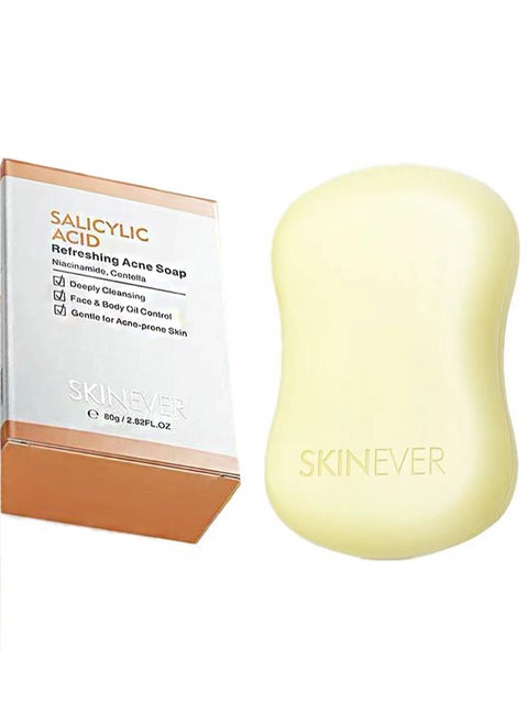 Salicylic Acid Soap，with Kojic Acid，Sulphur，Aloe Vera for Pore Exfoliating，Softening Skin，Anti-Blemish，Skin Cleansing，purify pores，Exfoliating (80g)