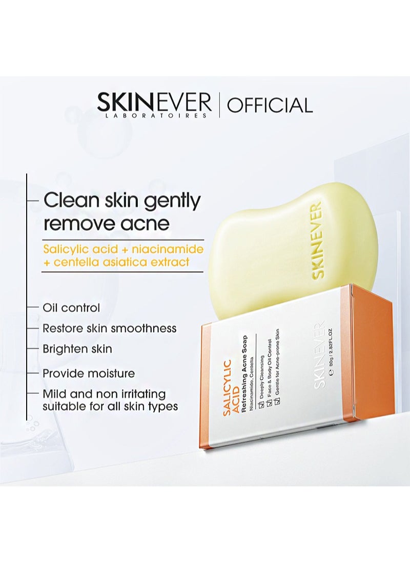 Salicylic Acid Soap，with Kojic Acid，Sulphur，Aloe Vera for Pore Exfoliating，Softening Skin，Anti-Blemish，Skin Cleansing，purify pores，Exfoliating (80g)