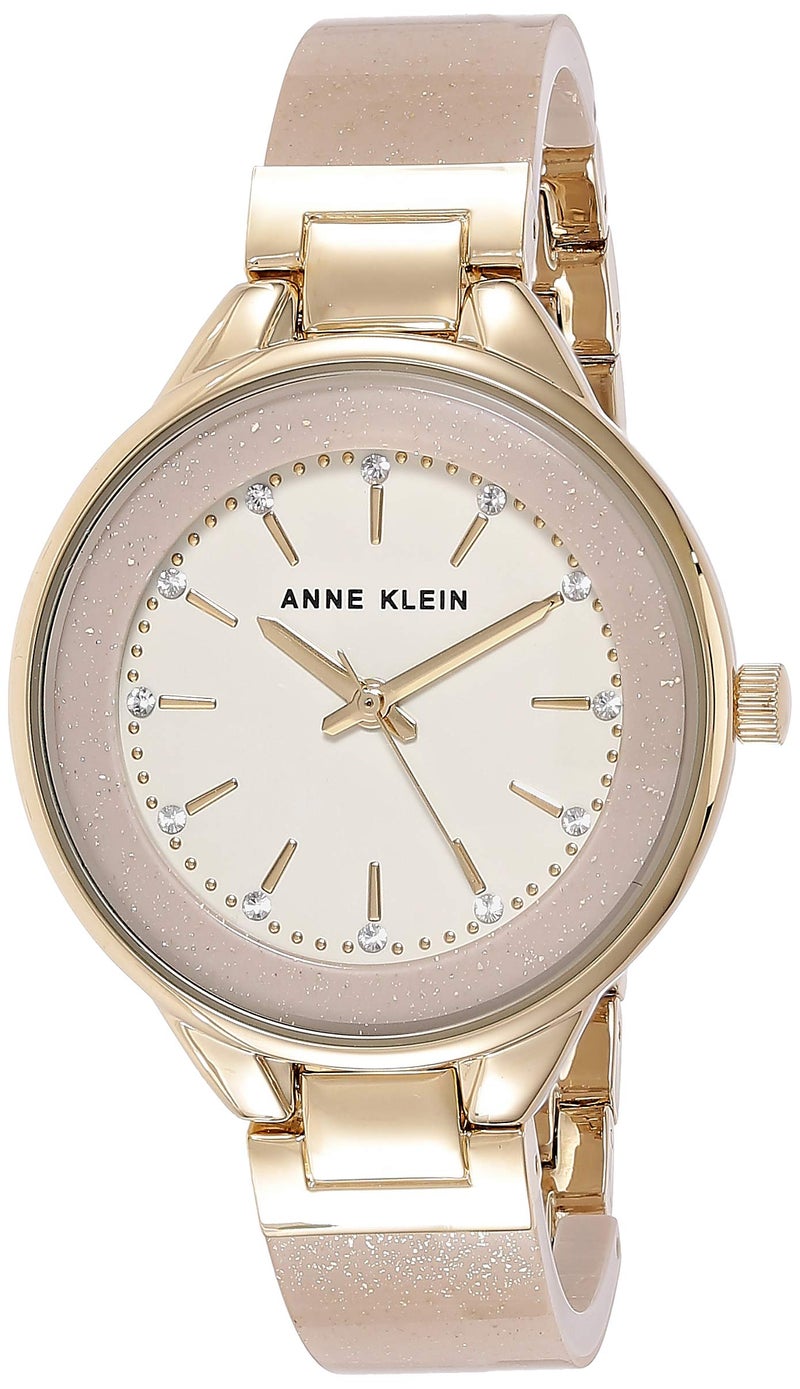 Anne Klein Women's AK/1408CRCR Premium Crystal Accented Cream Bangle Watch - Image 1