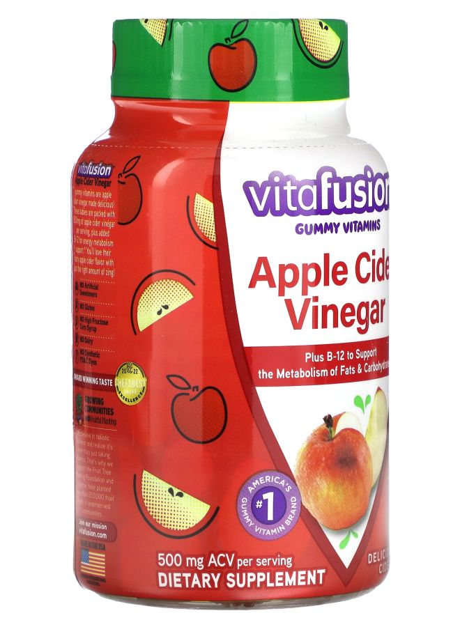 Vitafusion Gummy Vitamins Apple Cider Vinegar 500 mg 75 Gummies (250 mg per Gummy) - Image 2
